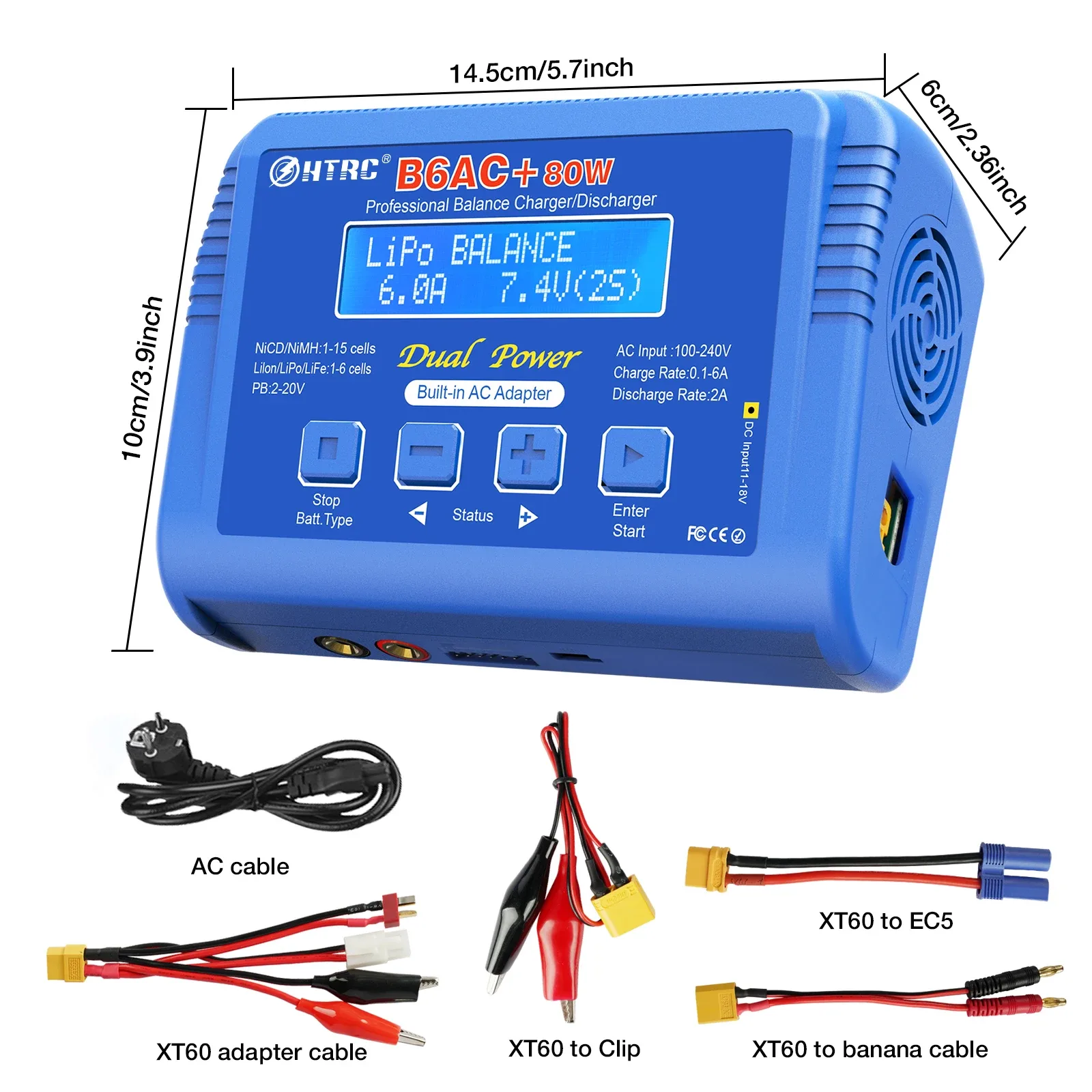 HTRC B6AC+ 80W LiPo akulaadija balansiiriga - Pilt 3